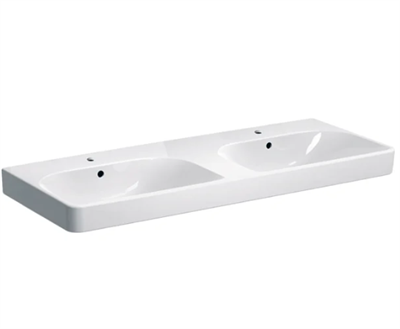 Geberit Smyle Square dobbeltvask: 120 x 48cm,  Hvid / KeraTect