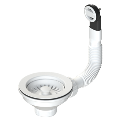 SKANITEK Afløbssæt UX med rundt overløb - Hvid