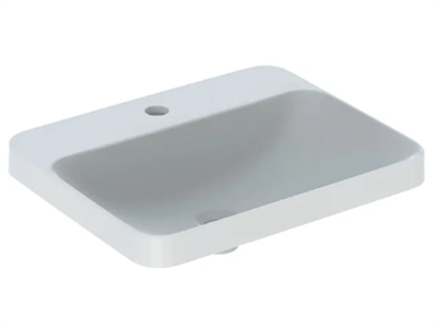 Geberit VariForm håndvask til indbygning rektangulær, med hylde og hanehul: B=55cm, T=45cm, Hanehul=Midtpå, Overløb=Uden, Hvid