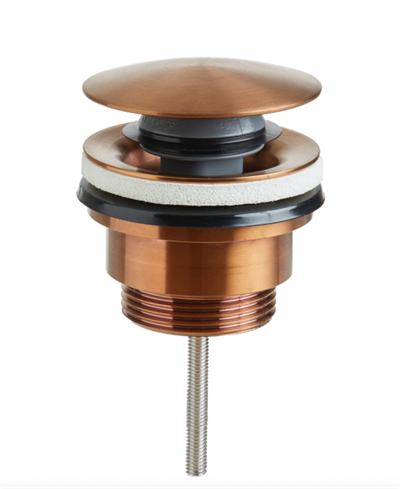 Cassøe Universal push-up bundventil - børstet kobber