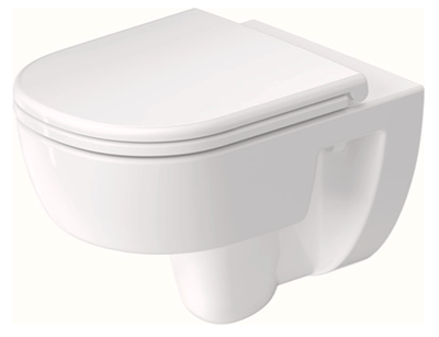 Duravit D-Code vægmonteret toiletskål, rimless, 370 x 540 mm