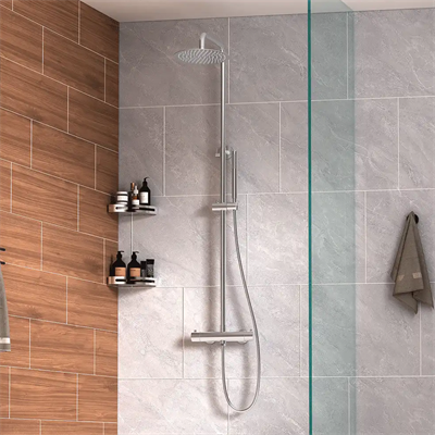 LAVABO Studio Komplet brusersæt m/termostatarmatur i Børstet rustfrit stål