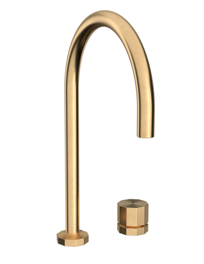 Toni Déca køkkenarmatur, børstet messing ø200-tud