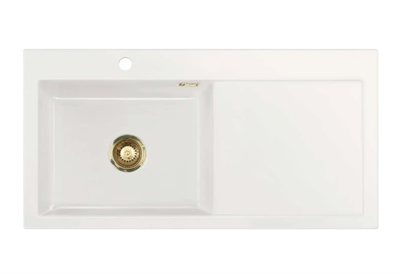 Lavabo Mera 100 SL Keramisk vask 100 x 51 cm m/PVD messing strainer - Vask til venstre for nedfældning