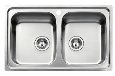 Intra Universo dobbel køkkenvask 790x500mm med strainer, UNI200