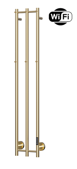 TVS Plus 3 El-håndklædetørrer m/timer og Wifi 1500 x 280 mm, børstet guld / messing PVD