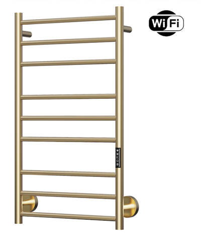 TVS Plus 9 El-håndklædetørrer m/timer og Wifi 860 x 500 mm, børstet guld / messing PVD