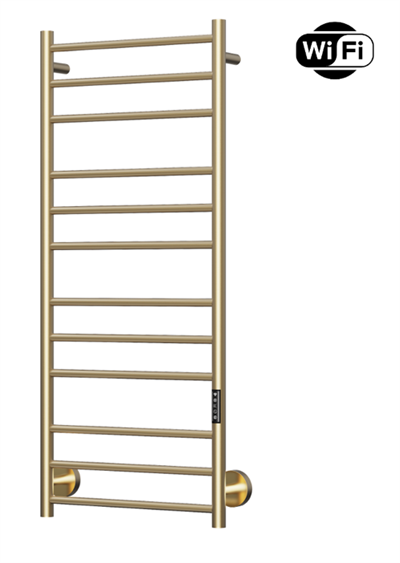 TVS Plus 12L El-håndklædetørrer m/timer og Wifi 1160 x 500 mm, børstet guld / messing PVD