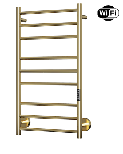 TVS Plus 9 El-håndklædetørrer m/timer og Wifi 860 x 500 mm, Blank guld / messing PVD