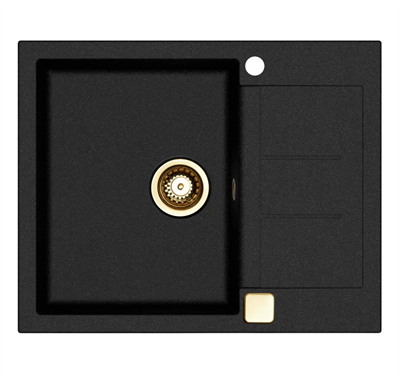 Lavabo Saturn 620 Køkkenvask 62x50cm med bakke m/PVD messing kurveventil, Nedfældning