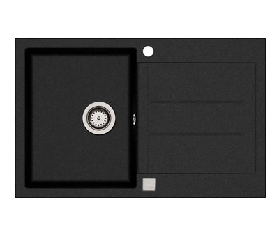 Lavabo Saturn 780 Køkkenvask 78x50cm med sidebakke m/krom kurveventil, Nedfældning