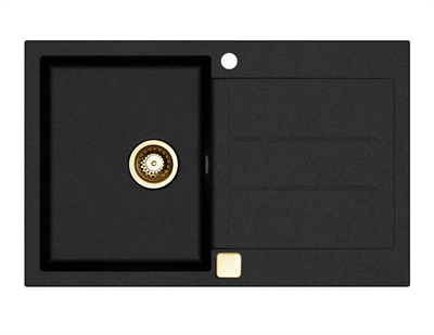 Lavabo Saturn 780 Køkkenvask 78x50cm med sidebakke m/PVD messing kurveventil, Nedfældning