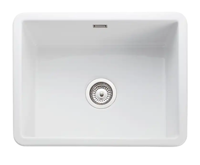 Lavabo Mataro III hvid køkkenvask m/krom afløb, nedfældning eller underlimning 