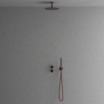 Primy termostat brusearmatur f/indbygning m/loftsbruser - Amber (kobber look)