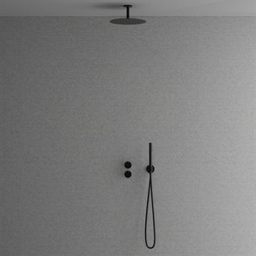 Primy termostat brusearmatur f/indbygning m/loftsbruser - Shadow (sort)