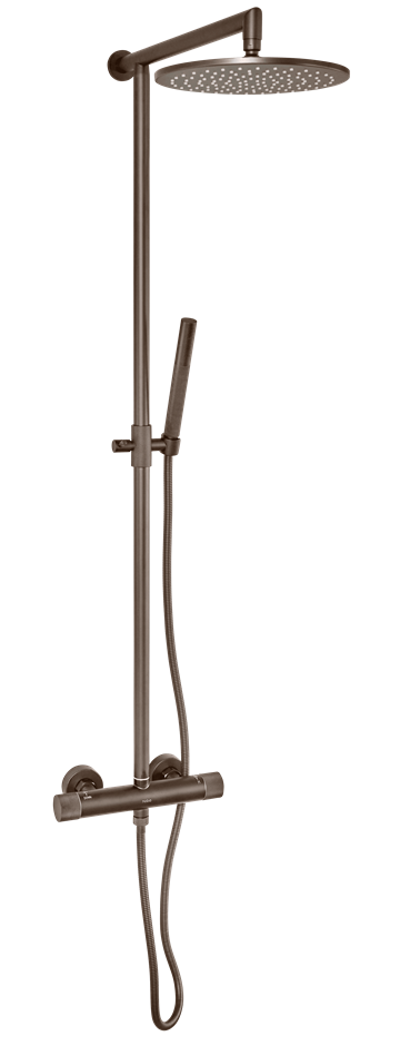 Noba Brusesystem med crystal cut detaljer og brusehoved + håndbruser i Mat bronze