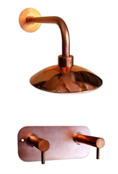 EqiWater komplet udendørsbruser væghængt - 1/2" x 260 mm, Kobber