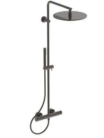 Ideal Standard Ceratherm T125 brusesystem m/termostatarmatur, hoved- & håndbruser, Magnetic Grey (antracitgrå)