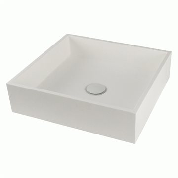 Lavabo fritstående håndvask 40 x 37 cm uden hanehul i Hvid Solid-surface