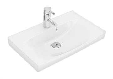 IFÖ Spira Square håndvask kompakt: Hvid / IFÖ Clean, B=62cm, T=41.5cm, Hanehul=Midtpå, Overløb=Synlig, Opbevaringsflade=Bag