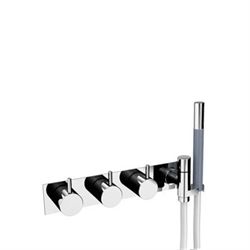 Vola 5474R termostat m/omskifter og håndbruser - Børstet krom 5474R-20