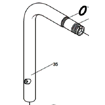 Reservedele til Vola KV1  - Vola bagtud i krom - for KV1 fra før 97 VR35