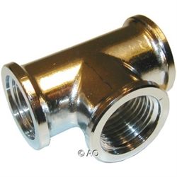 Forkromet tee 1/2" med muffe