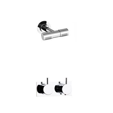 Vola 5282D termostat med dobbelt hovedbruser - I børstet krom 