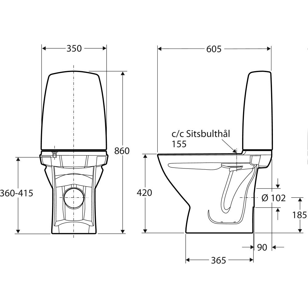 MP svært rent Ifö Sign toilet m/P-lås, kort model (5 cm kortere) Klik for mere🖱