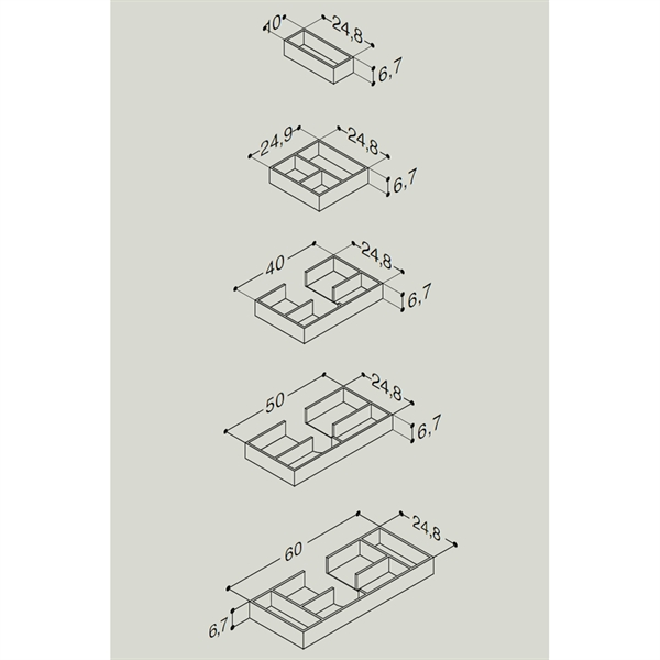 Dansani bakker til skuffeskabe med en dybde 35 cm - Vælg variant