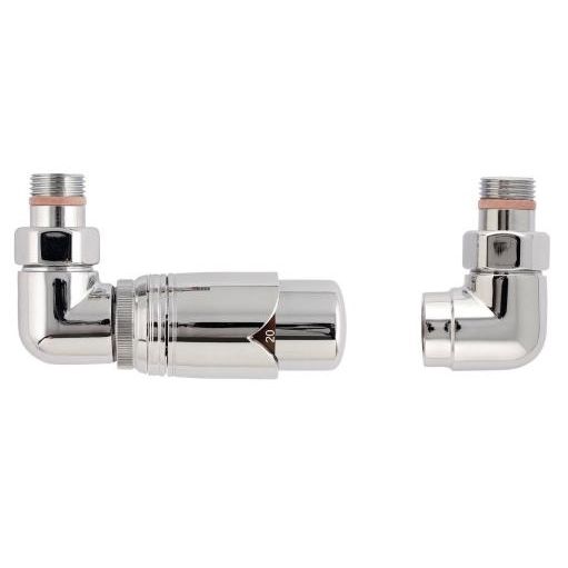 Strømberg returtermostat ventilsæt, Hjørne - Krom - venstre