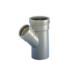 Grå PP grenrør grå 110/50 mm - 45 grader