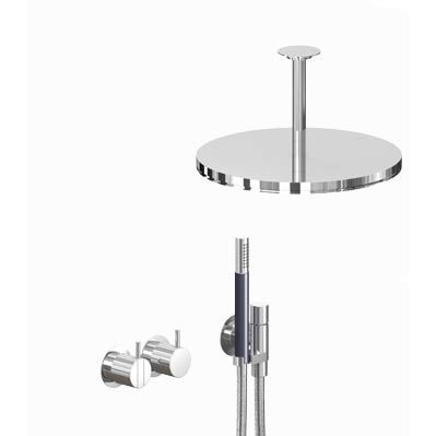 Vola 2471-061A brusearmatur med loftsbruser - Børstet krom