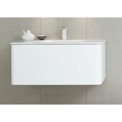 Dansani Curvo 93 cm møbelsæt med vask / skab / LED - Hvid mat med LED belysning