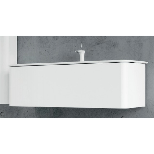 Dansani Curvo 123 cm møbelsæt med vask/skab/LED - Grafitgrå gummi med LED belysning