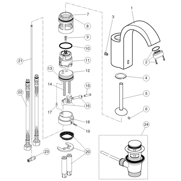 Børma Glance håndvaskbatteri reservedelsoversigt 
