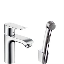 Hansgrohe Metris  håndvaskarmatur, M. bidettebruser & 160 cm bruserslange, Krom