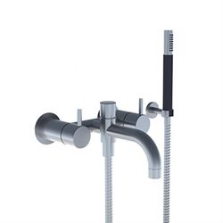 Vola 1641T8 2-grebsblander for kar med håndbruser - I børstet krom 1641T8-20