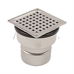 Blücher Square gulvafløb med lodret Ø110 mm afløb. Til beton & fliser.