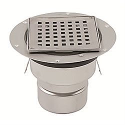 Blücher Square gulvafløb med lodret Ø110 mm udløb. Til klembane med membrandug.