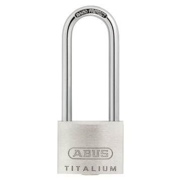 ABUS titalium hængelås 64TI/40, høj bøjle 63 mm, ensluk. 6412