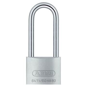 ABUS titalium hængelås 64TI/50, høj bøjle 80 mm, ensluk. 6512