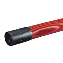 Hekaplast 75/63mm kabelrør m/muffe, korrugeret/glat, 6 m, rød