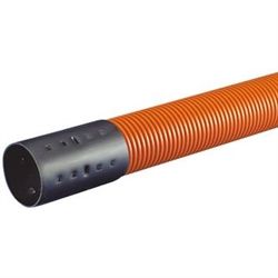 Hekaplast 110/94mm kabelrør m/muffe, korrugeret/glat, 6 m, orange