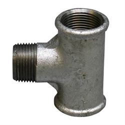Galvaniseret tee med udvendigt gevind på gren 3/4"