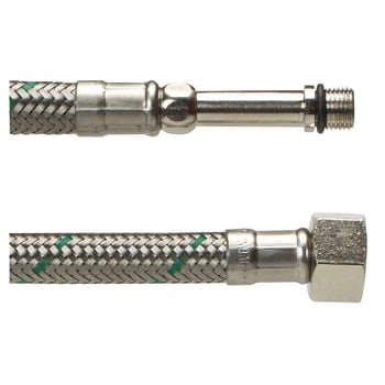 Tilslutningsslange rustfri stålflet - M10 x 3/8" - 400 mm