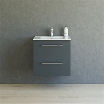 Dansani Mido+ møbelsæt 61cm m/Amber vask og 2 skuffer, Mat grå Inkl. GRATIS indretningsbakke