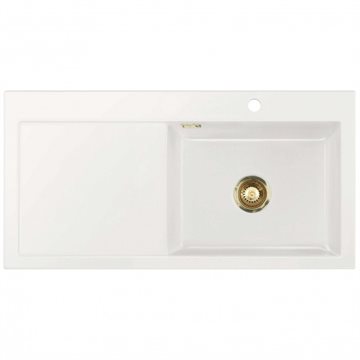 Lavabo Mera 100 SL Keramisk vask 100 x 51 cm m/messing afløb - Vask til højre