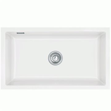Lavabo Mera 80 U porcelæn køkkenvask 77,6, x 44,1 cm til underlimning i mat hvid