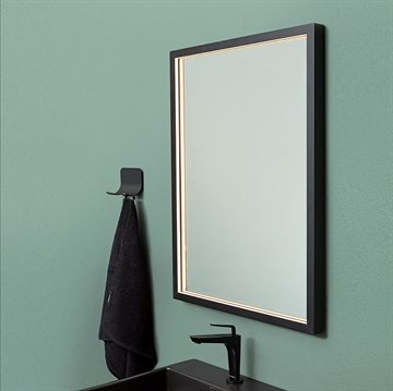 Milano vendbart spejl 60 x 80 cm med sort alukant, inddirekte LED lys, kelvin 3000